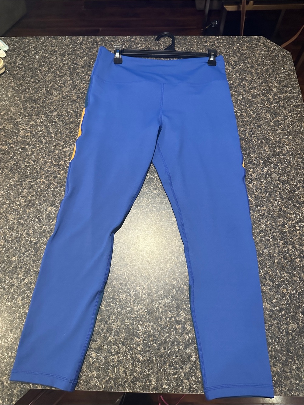 ZYIA Blue Active Leggings with Yellow Accent